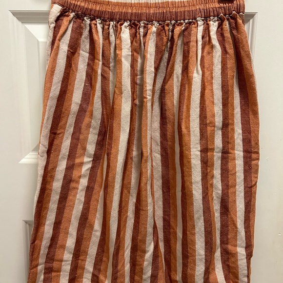Madewell Pull-On Wrap Skirt Striped Linen Blend Pockets XS Orange Cream Rust EC! - Picture 3 of 4